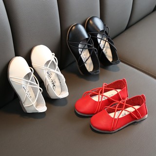 Children Infant Kids Baby Girls Solid Cross Tie Shallow Single Princess Shoes