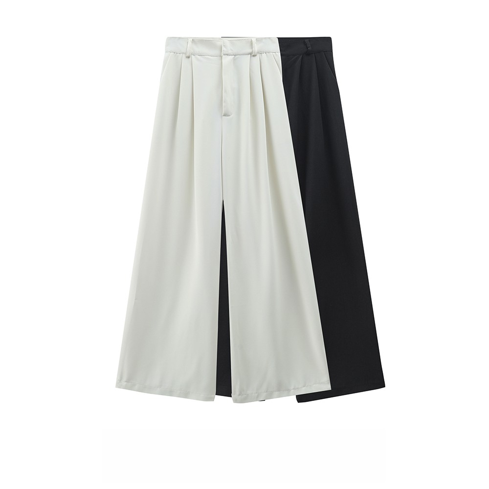 NUZIRO  Quần Dài Lưng Cao Ống Rộng Phong Cách Hàn Quốc