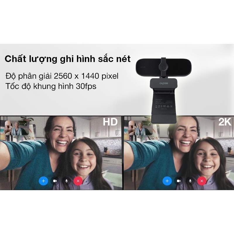 [Hỏa Tốc - HN] Webcam Rapoo C280 C260 C200 2K 1080P 720P, xoay 360 độ, micro khử tiếng ồn, CHÍNH HÃNG 100%-BH 24 THÁNG