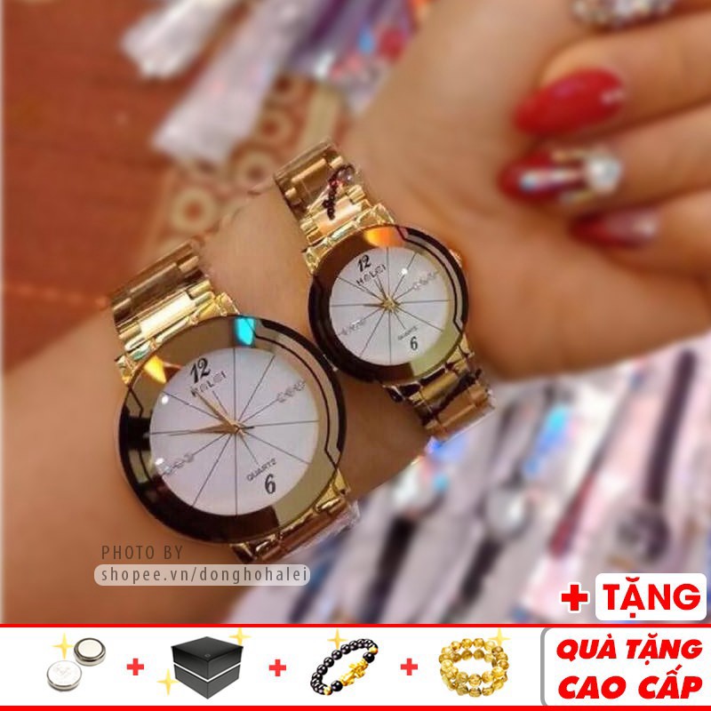 HÀNG CAO CẤP -  Đồng hồ cặp đôi Halei 668G Gold chống nước chính hãng thời trang cao cấp xứng tầm cặp đôi - Đồng Hồ Hale