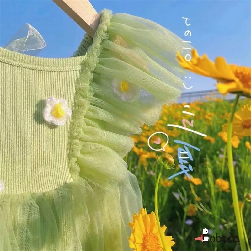 Đầm Công Chúa Không Tay Màu Trơn In Hoa Dễ Thương Cho Bé Gái