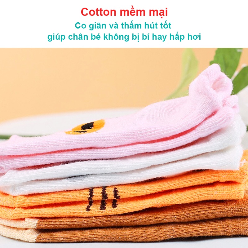 Tất cổ ngắn cho bé 0-36 tháng chống trượt Baby-S, Tất hình thú đủ màu sắc cho bé trai và bé gái – ST001