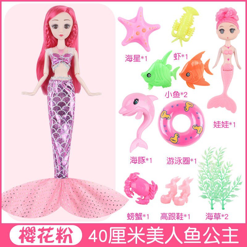 Bộ Đồ Chơi Búp Bê Barbie Nàng Tiên Cá Có Nhạc Và Đèn Xinh Xắn Cho Bé