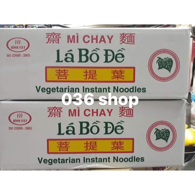 ( HSD: T9/2024) Thùng 30 gói mì chay Lá Bồ Đề ( 30 gói x70g)