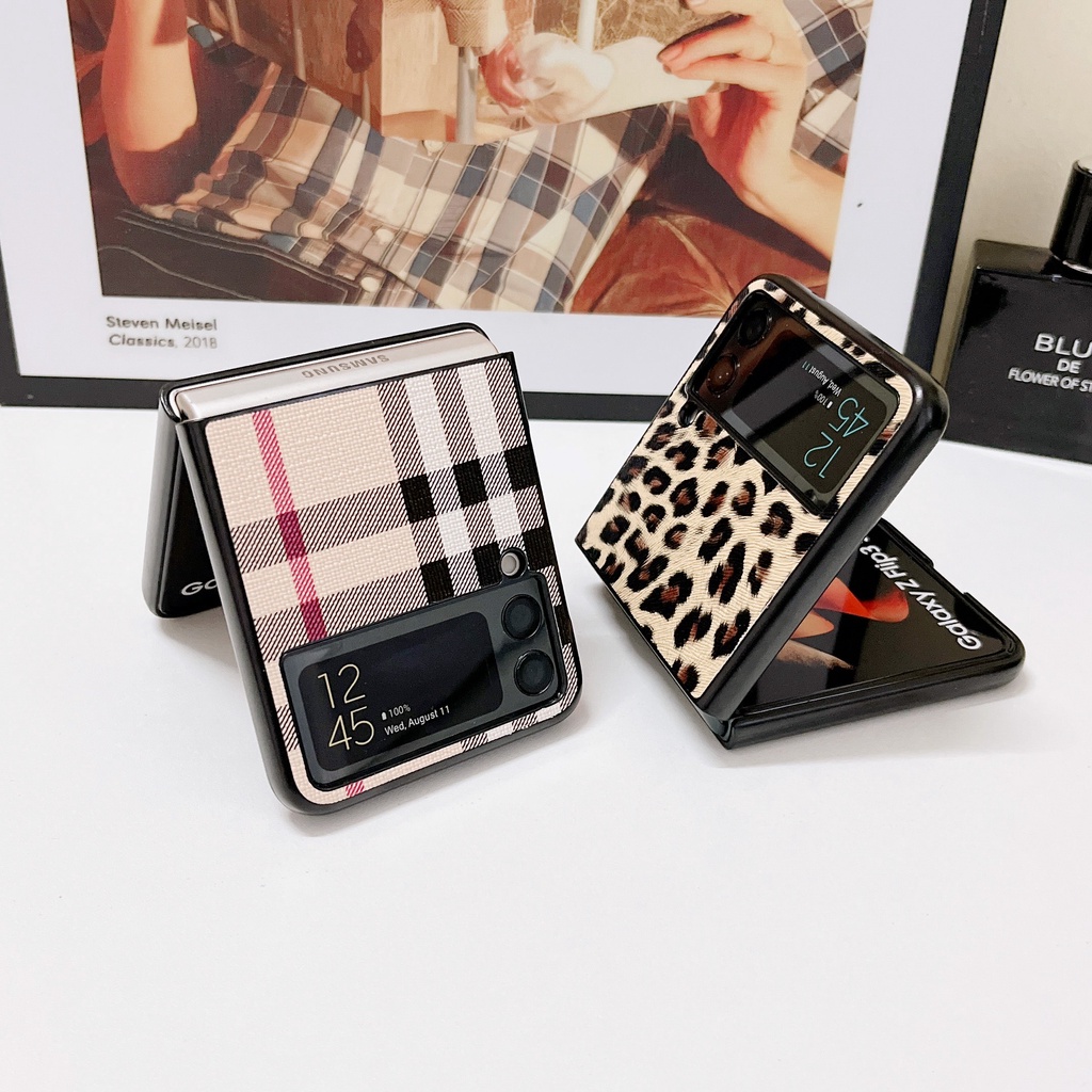 Bao Da Điện Thoại PU PC Cứng Màu Trơn Chống Sốc Cho Samsung Galaxy Z Flip 4 5G Z Flip 4