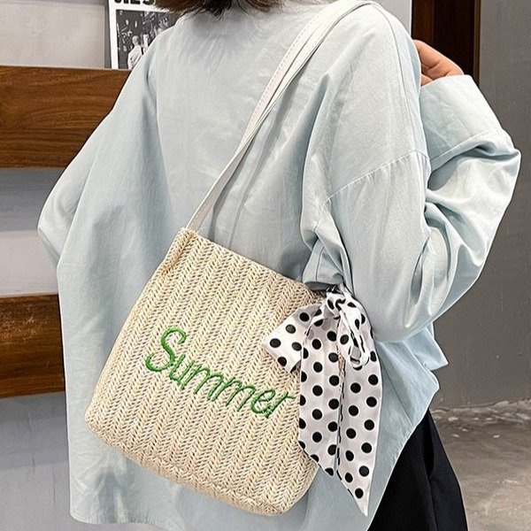Túi Cói Xô Đi Biển Summer Phối Khăn Nơ L1355 - LoanTay