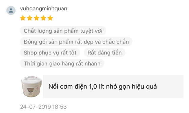 Nồi cơm điện 1,0 lít nhỏ gọn hiệu quả