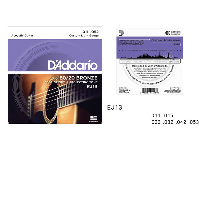 Dây Đàn Guitar Acoustic D'Addario EJ13 [Size 11]