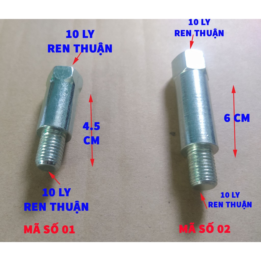 1 Con Ốc Nối Chuyển Ren Thuận 10 Ly 4.5cm Hoặt 6cm Chân Gương Loại Dài Xe Máy Sh Vision Lead Sh Mode Ab Air blade.....