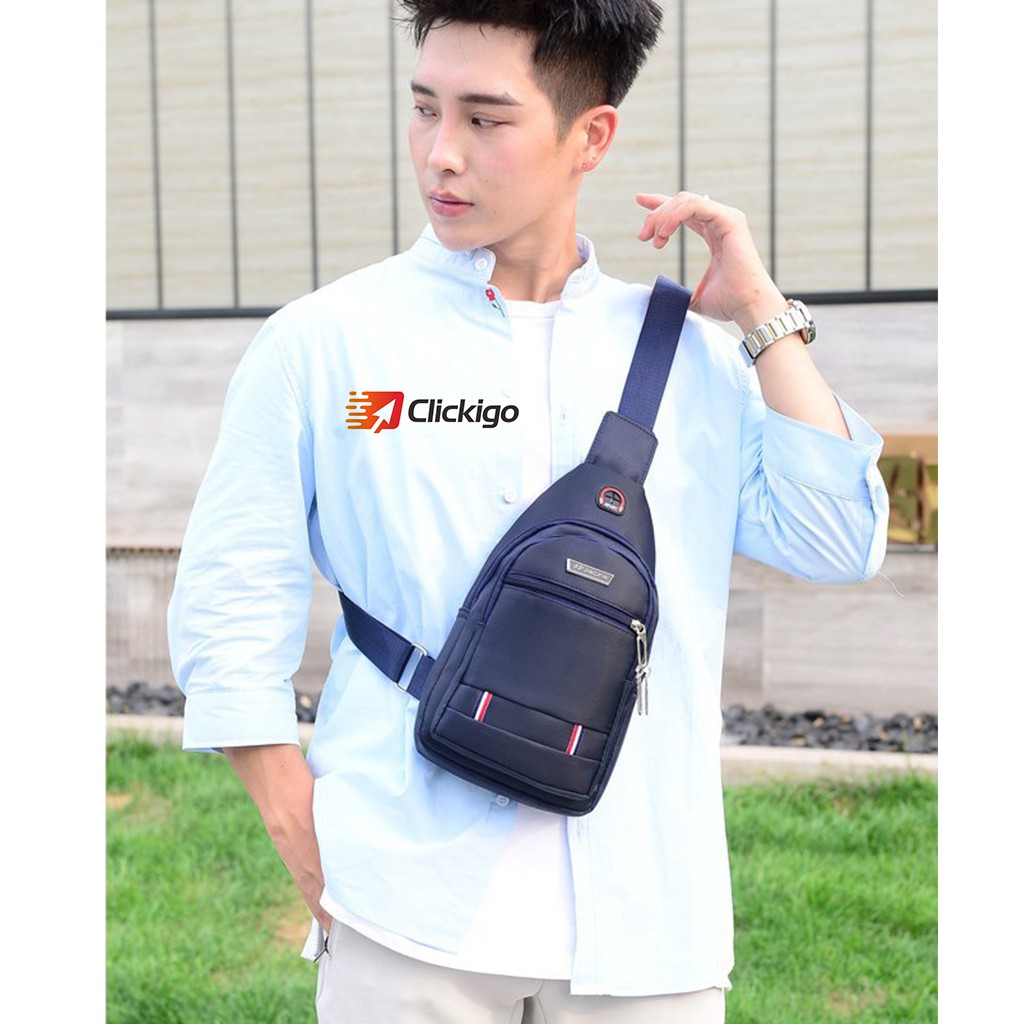 Túi đeo chéo nam vải canvas chống nước 3 ngăn phong cách Hàn Quốc | BigBuy360 - bigbuy360.vn