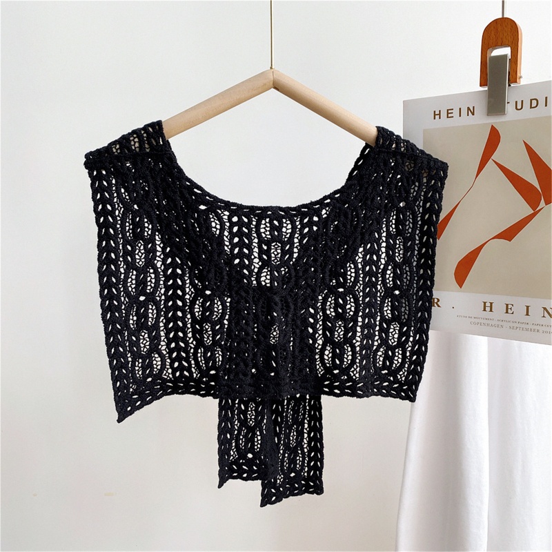 Khăn Choàng Vai Hình Tam Giác Bằng Cotton Dệt Kim Màu Trơn Phong Cách Hàn Quốc Dùng Hóa Trang Halloween