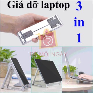 Giá đỡ laptop, điện thoại, máy tính bảng 3 in 1 đa năng hợp kim nhôm