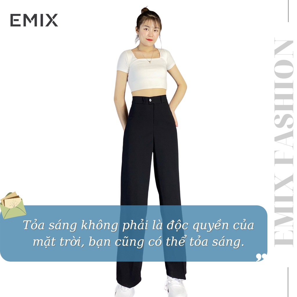 Quần tây nữ ống rộng lưng cao EMIX (3 màu). culotes. dài 100cm, khóa trước, chất tuyết mưa mềm mịn, đứng dáng 09