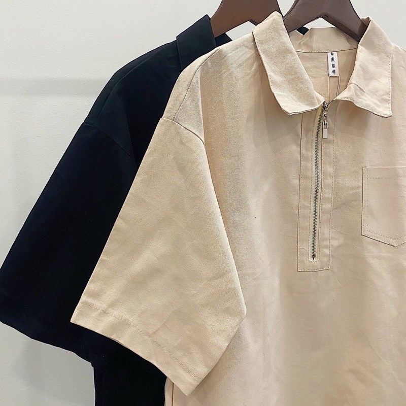 ĐẦM KAKI POLO DRESS form suông rộng oversize style hàn xẻng chất kaki dày dặn có 2 túi bên hông items basic