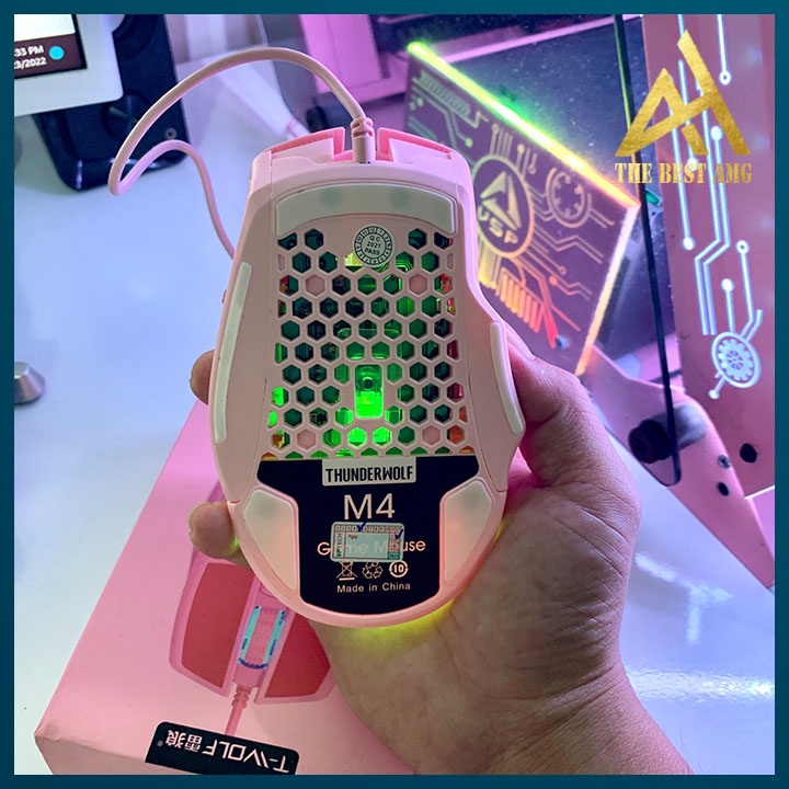 Chuột Máy Tính Có Dây Led Rgb T-WOLF M4 Màu Hồng Siêu Đẹp - Chuột Gaming Vi Tính Laptop Chơi Game