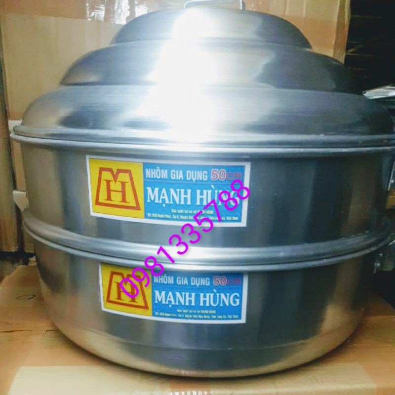 Bộ xửng hấp nhôm MẠNH HÙNG size 34 chuyên hấp bánh bao, hải sản, xôi, thực phẩm