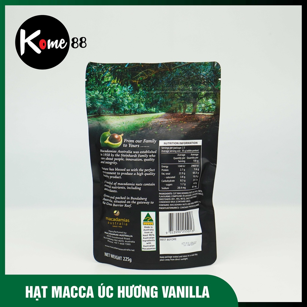 Hạt Macca Úc Vanilla Happy Nut 225g