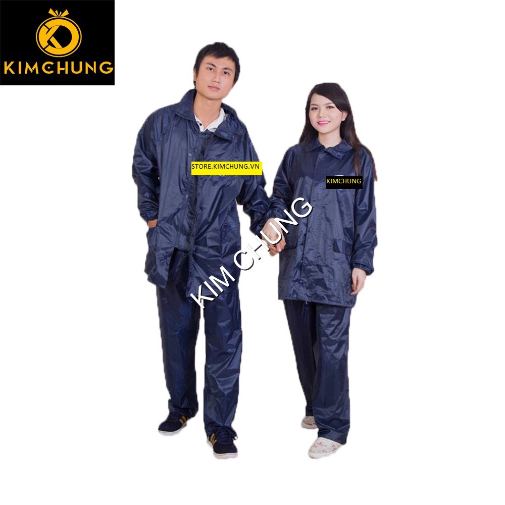 Bộ áo mưa vải dù, siêu bền (Xanh Navy) (Size M,L từ 1m4-1m5) trẻ em hay người lớn đều mặc được