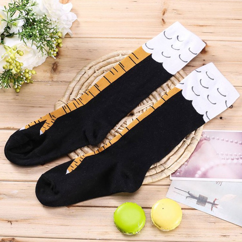 Tất Cổ Cao In Họa Tiết Chân Gà Hoạt Hình 3D Vui Nhộn Cho Nữ