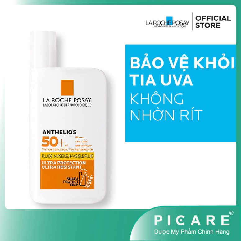 [CHÍNH HÃNG] Kem chống nắng dạng sữa La Roche Posay Anthelios Shaka Fluid Spf50+ 50ml tặng bông tẩy trang Jomi ( 80 miến