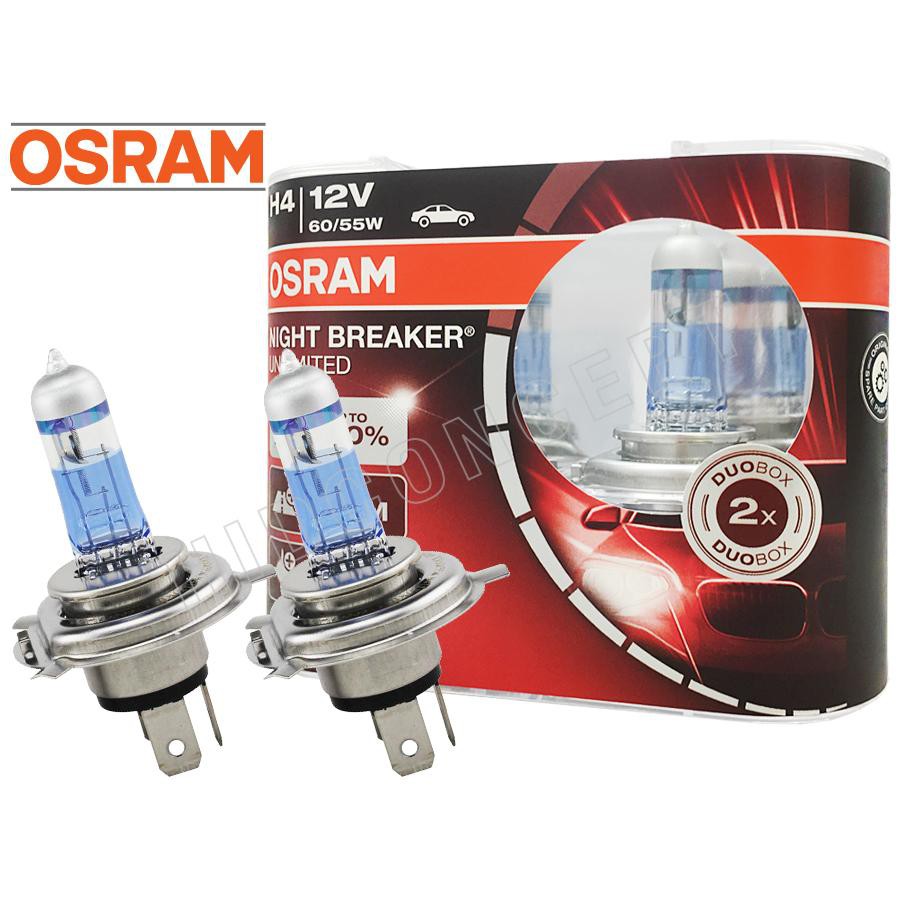 1 đôi bóng đèn tăng sáng, siêu sáng H4 110%- 150% 60/55W - Osram Night Breaker