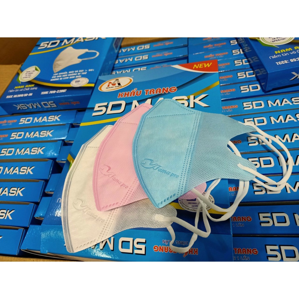 Set 3 hộp 10 cái khẩu trang 5D Nam Anh màu XANH