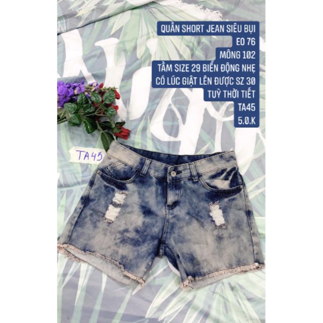 Quần short jean siêu bụi (Eo 76). TA45