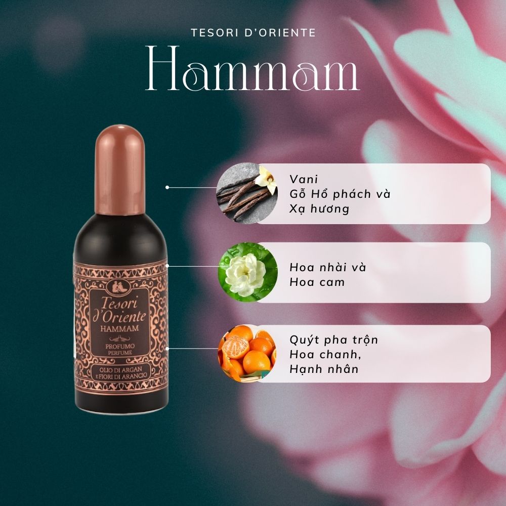 [ Hàng Chính Hãng ] Nước Hoa Italia Tesori D'Oriente Hamman - Tinh Dầu Argan 100ml