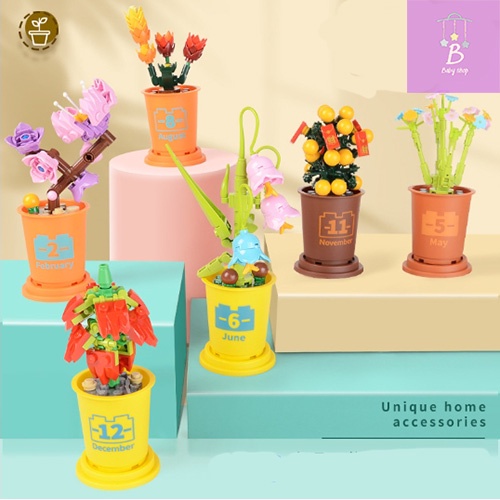Đồ Chơi Lắp Ráp Mô Hình Các Loại Hoa-Xương Rồng-Cây Cảnh Làm Quà Tặng Chưng Bày Trang Trí