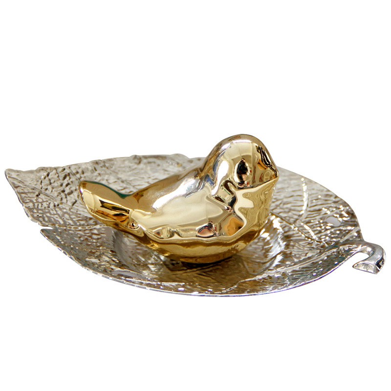 Trang trí bàn trang điểm Chim Sẻ Và Chiếc Lá phụ kiện chụp ảnh trang sức mỹ phẩm homedecor
