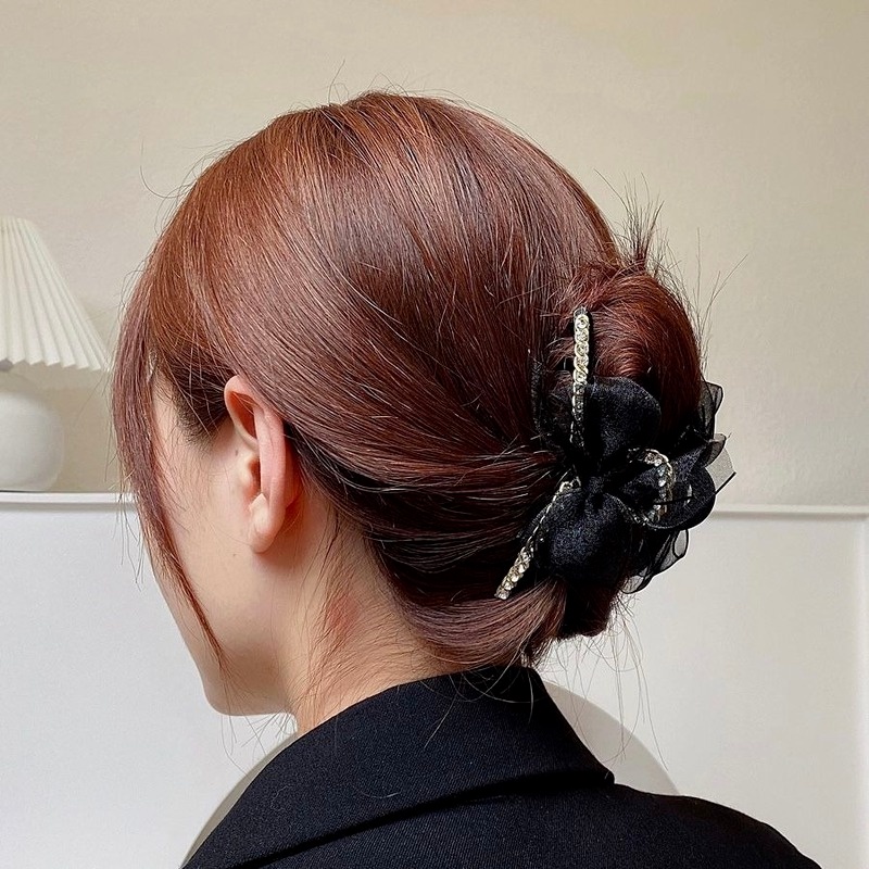 Kẹp Tóc Hình Nơ Đính Đá Phong Cách Hàn Quốc
