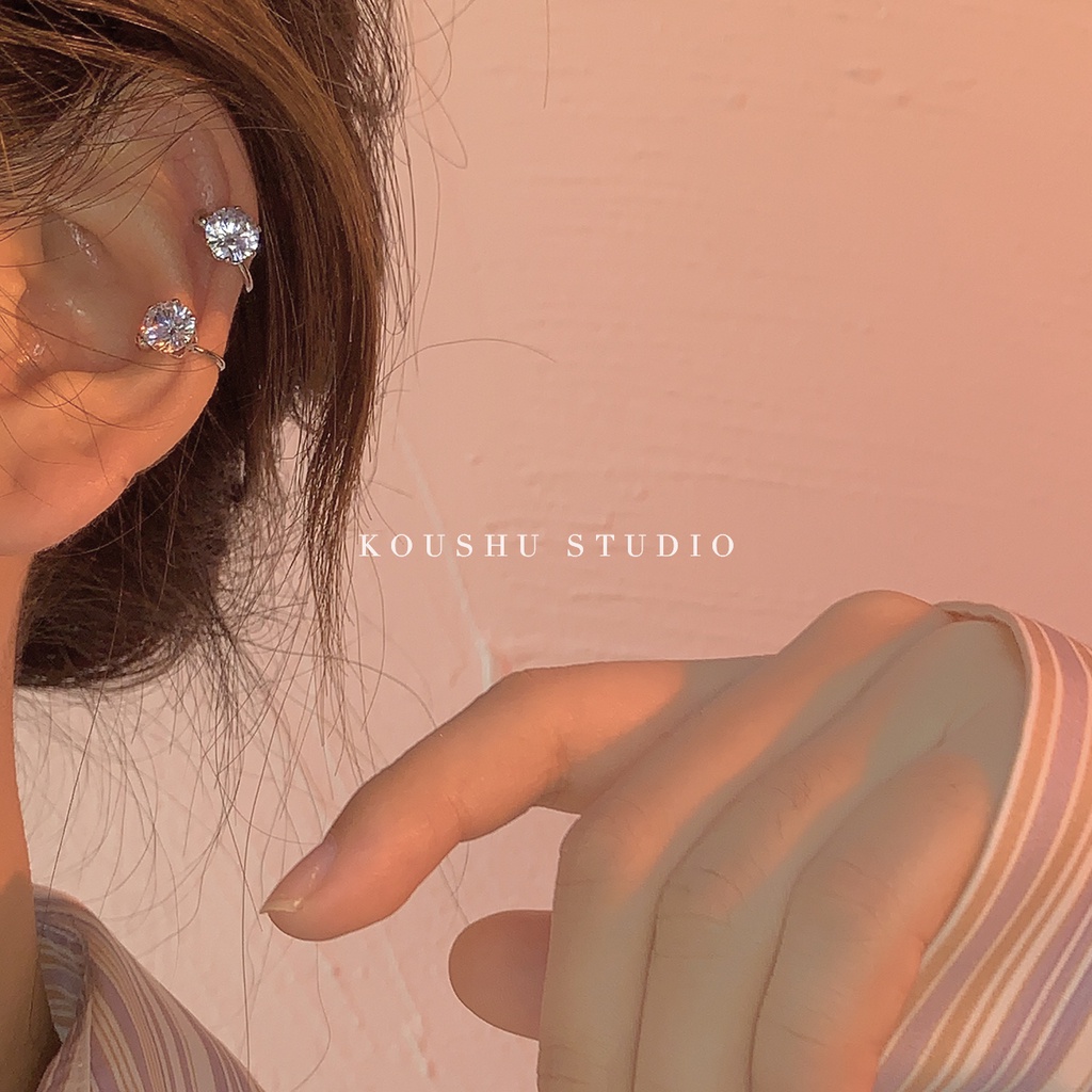Khuyên Tai Đính Đá Phong Cách Hàn Quốc Đơn Giản Dễ Phối Đồ Dành Cho Nữ