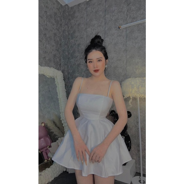 ĐẦM XÒE NỮ 2 DÂY CÓ MÚT NGỰC KÈM QUẦN LÓT TRONG KHÔNG LO BỊ LỘ PU THỜI TRANG HHP