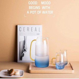 Bộ Ly và Bình thuỷ tinh Blue&Gold Nordic cao cấp (Bình lớn+4ly) - AD