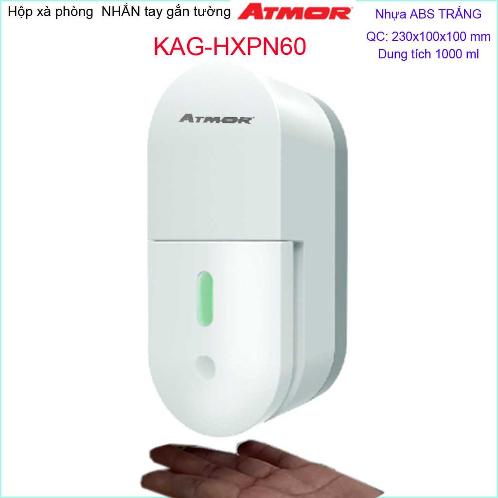 Hộp đựng xà phòng Atmor, hộp đựng sữa tắm dầu gội đầu KAG-HXPN60-White-trắng (loại lớn 1000ml)