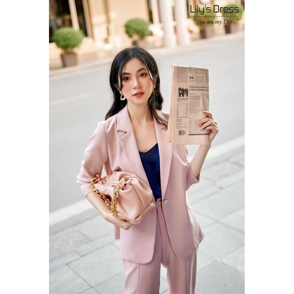 Set Blazer Hồng Son 1 Cúc Dáng Ngắn + Quần Âu by Lilie | BigBuy360 - bigbuy360.vn
