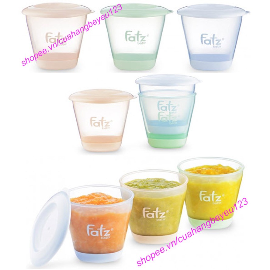 150ml/ hộp - Bộ 3 hộp trữ thức ăn dặm / trữ sữa 3 màu FATZ Fatzbaby - Thái Lan - FB0060N