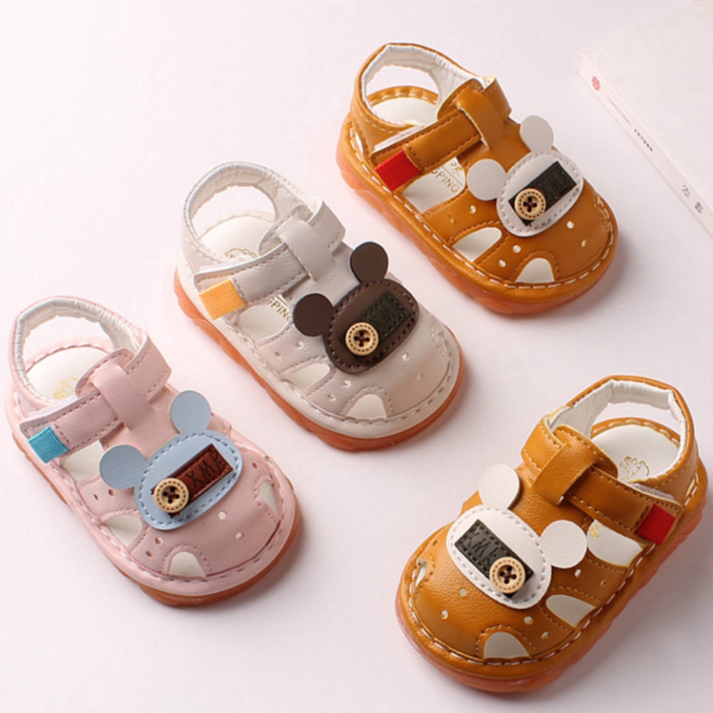 0-2 Years Cartoon Bear Pre Walker Newborn Baby Shoes for Girls Boys Sandals Pink Infant Toddler Shoes