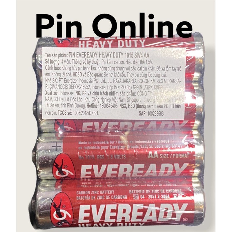 4 viên pin AA Eveready Heavy Duty (Đỏ)