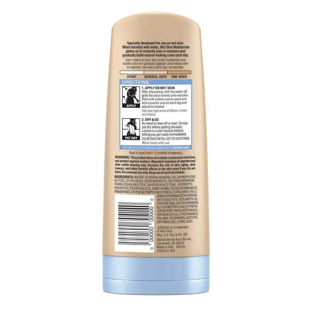 Dưỡng thế giúp săn và nâu da Jergens Natural Glow Wet Skin Moisturizer + Firming 221ml