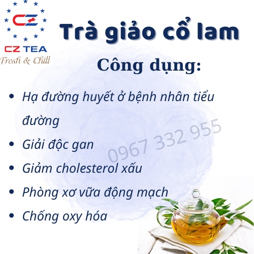 Trà Giảo Cổ Lam hữu cơ túi lọc CZ TEA giúp hạ đường huyết, giảm mỡ máu, chống oxy hóa, ổn định huyết áp, giải độc gan