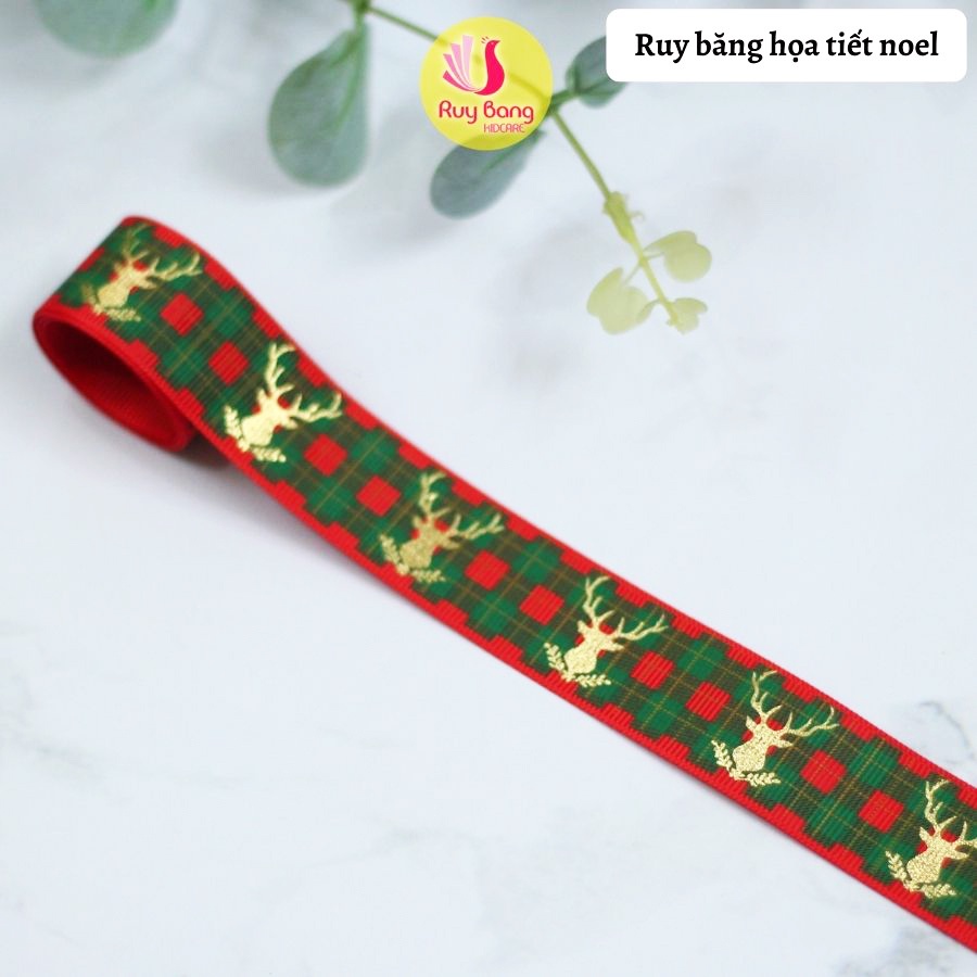 Ruy băng hình noel - dùng là nơ trang trí cây thông, dây buộc trang trí hộp quà noel, dây làm phụ kiện kẹp tóc