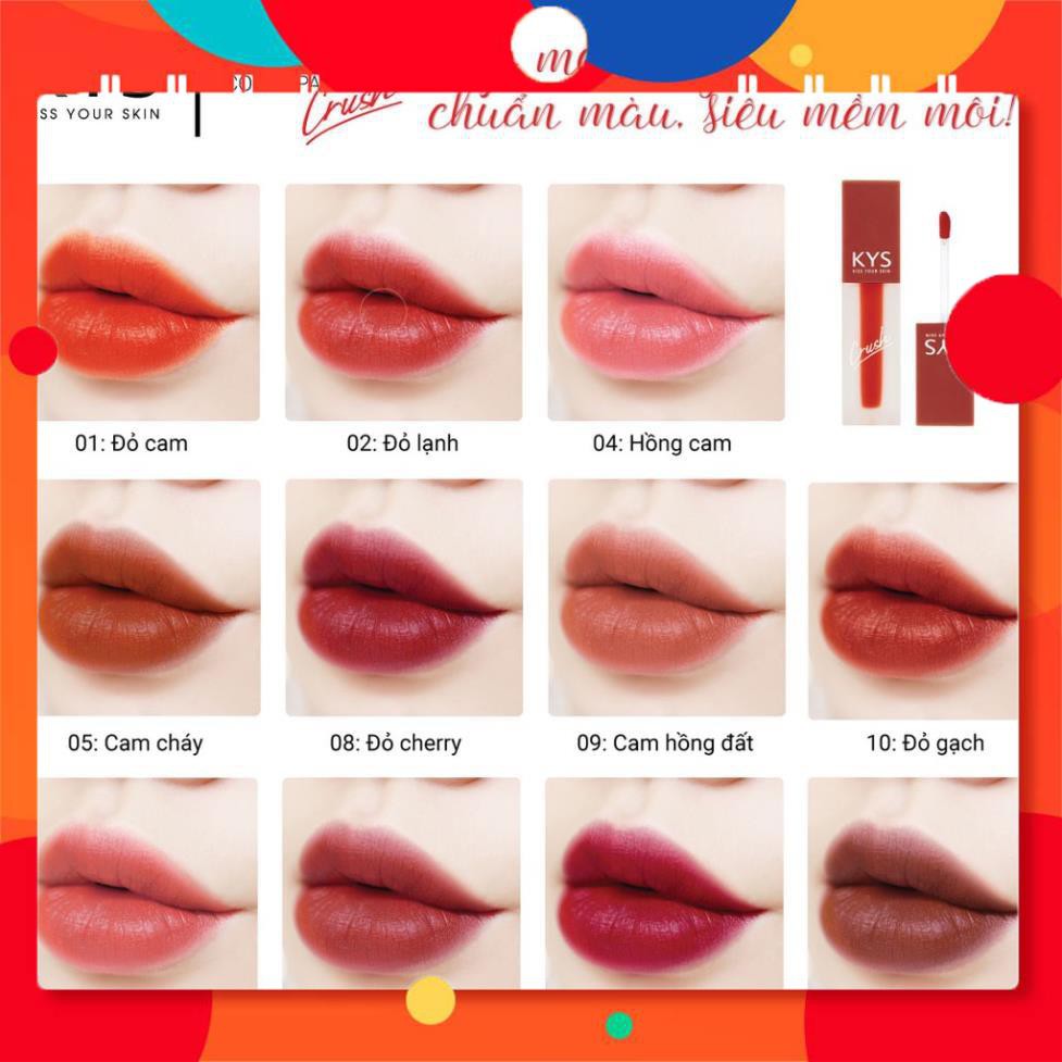 [TÔNG CAM NỔI BẬT] Son kem lì lâu trôi KYS Chocolate Matte Lipstick Đỏ Cam (phiên bản tester mini 0.8gr)