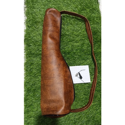 (Giảm giá)Bao da vàng điếu cày du lịch 40cm đến 50cm Tặng kèm bịt nõ và nhấc tàn