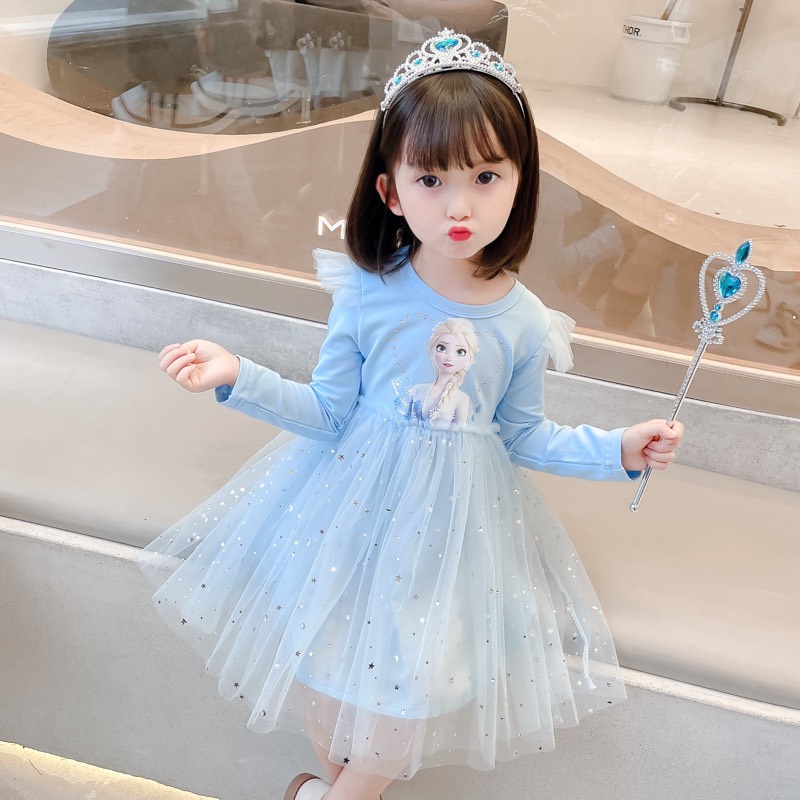 VA01 Váy Elsa  cho bé gái dễ thương,  đầm công chúa Elsa dài tay