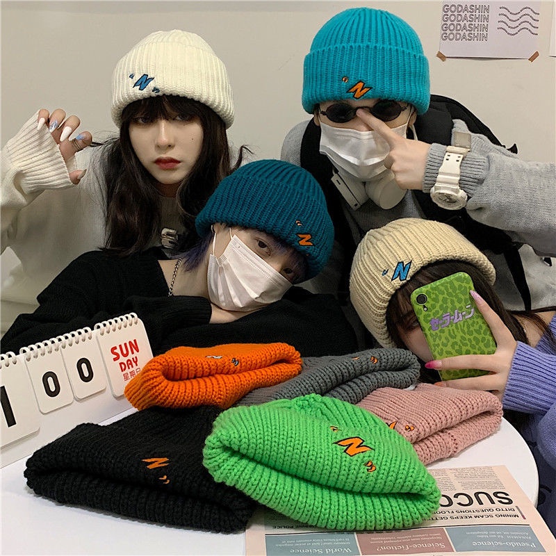 Mũ Len Thêu Chữ Phong Cách Hiphop Thời Trang Thu Đông Hàn Quốc