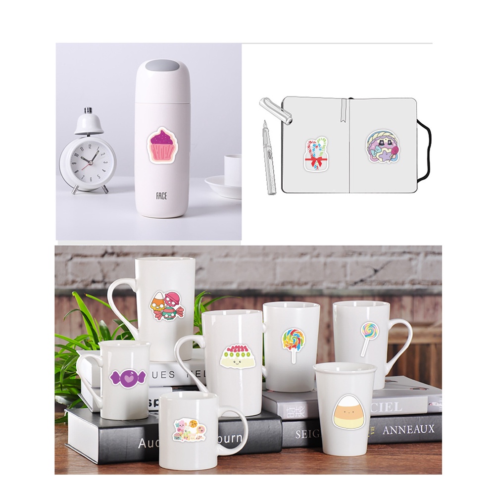 Bộ 50 Miếng Dán Trang Trí Sổ Tay/ Laptop Họa Tiết Hoạt Hình Màu Sắc Ngọt Ngào Chống Thấm Nước Diy