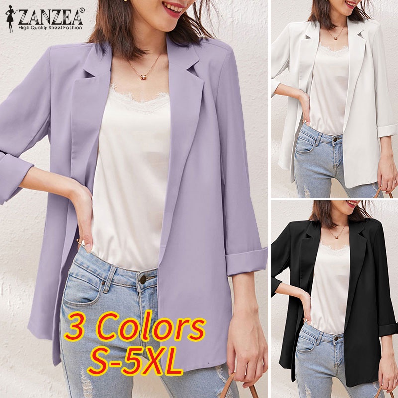 Áo khoác blazer ZANZEA tay dài cổ bẻ phong cách Hàn Quốc cho nữ