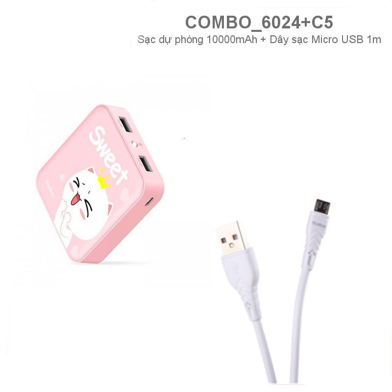 COMBO sạc dự phòng dung lượng 10000mAh và cáp sạc Micro USB của YOOBAO - CBO 6024 C5