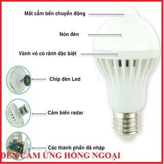 bóng đèn cảm ứng hông ngoại ánh sáng và chuyển động 7w